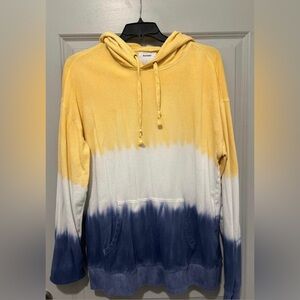 Old Navy Yellow and Blue Tie-Dye Hoodie Sweater